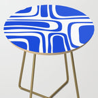 Palm Springs Mid-Century Modern Abstract Minimalist Pattern Royal Blue and White Side Table Gallery Image 2