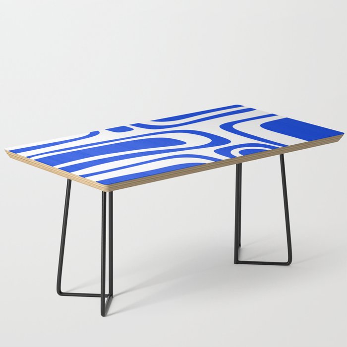 Palm Springs Mid-Century Modern Abstract Minimalist Pattern Royal Blue and White Coffee Table Gallery Image 1