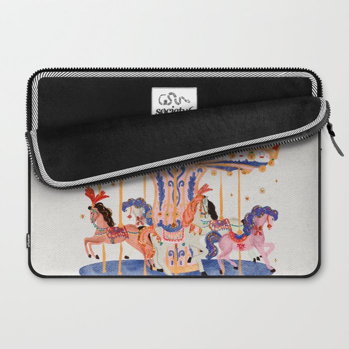 Whimsical Vintage Carousel Ride Laptop Sleeve Gallery Image 2