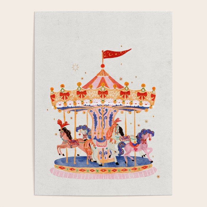 Whimsical Vintage Carousel Ride Poster Gallery Image 4