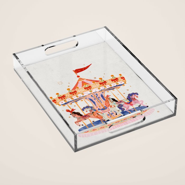 Whimsical Vintage Carousel Ride Acrylic Tray Gallery Image 1