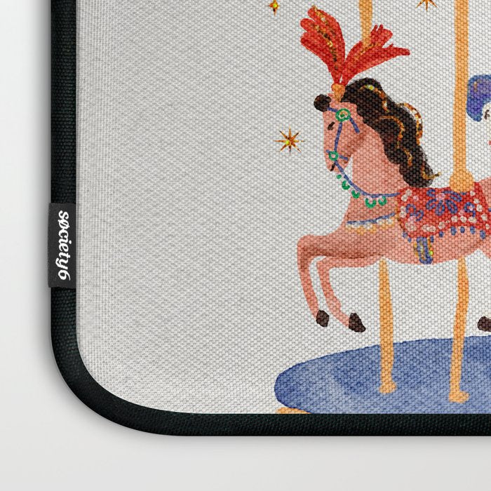 Whimsical Vintage Carousel Ride Laptop Sleeve Gallery Image 3