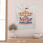 Whimsical Vintage Carousel Ride Wall Tapestry Gallery Image 2