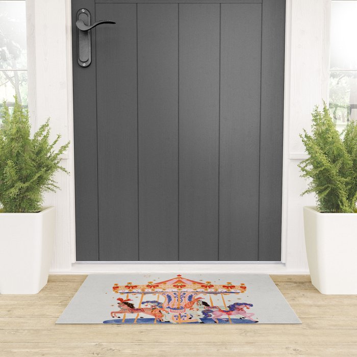 Whimsical Vintage Carousel Ride Welcome Mat Gallery Image 3