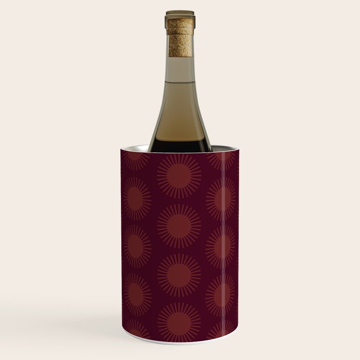 Boho Summer Sun Pattern XIII Dark Maroon Red Wine Chiller Gallery Image 1