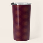 Boho Summer Sun Pattern XIII Dark Maroon Red Travel Mug Gallery Image 3
