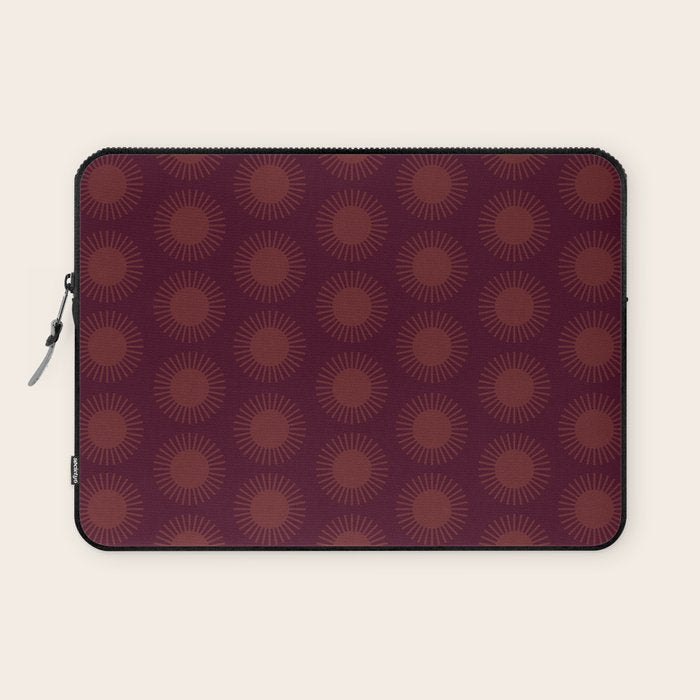 Boho Summer Sun Pattern XIII Dark Maroon Red Laptop Sleeve Gallery Image 1