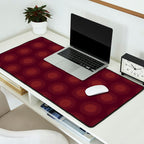 Boho Summer Sun Pattern XIII Dark Maroon Red Desk Mat Gallery Image 2