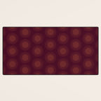 Boho Summer Sun Pattern XIII Dark Maroon Red Desk Mat Gallery Image 3