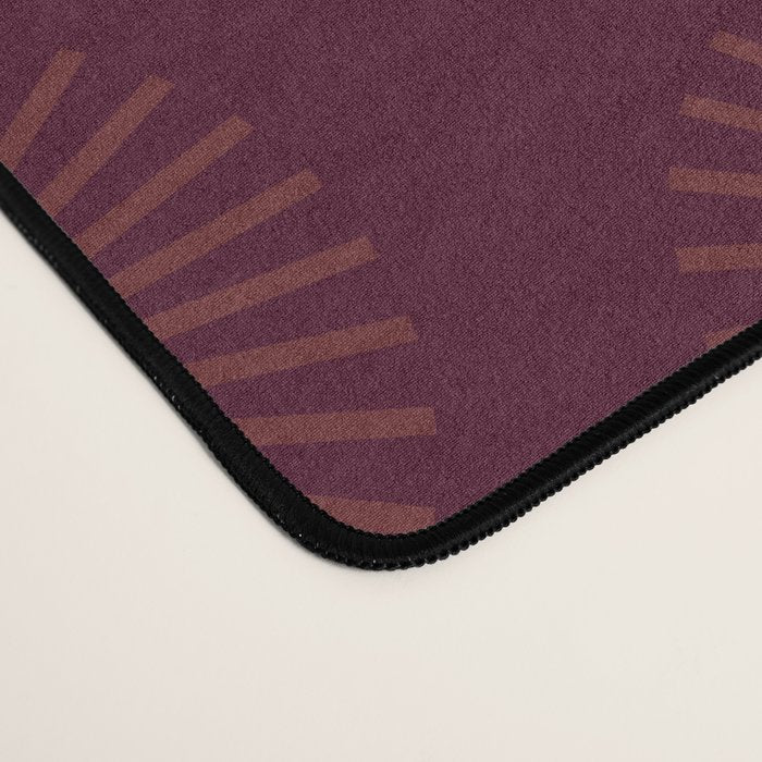 Boho Summer Sun Pattern XIII Dark Maroon Red Desk Mat Gallery Image 4