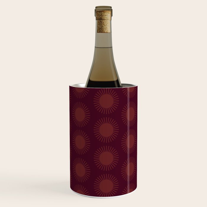 Boho Summer Sun Pattern XIII Dark Maroon Red Wine Chiller Gallery Image 3