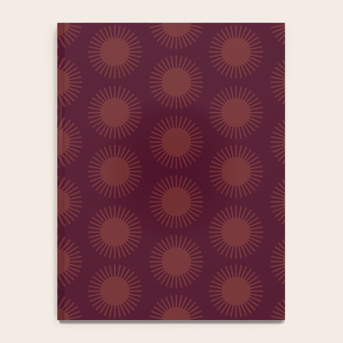 Boho Summer Sun Pattern XIII Dark Maroon Red Notebook Gallery Image 4
