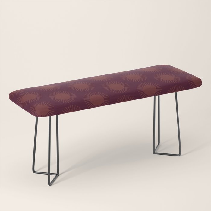 Boho Summer Sun Pattern XIII Dark Maroon Red Bench Gallery Image 1