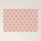  Midcentury Modern Atomic Age Starburst Star Pattern Pink and Cream Welcome Mat Gallery Image 1