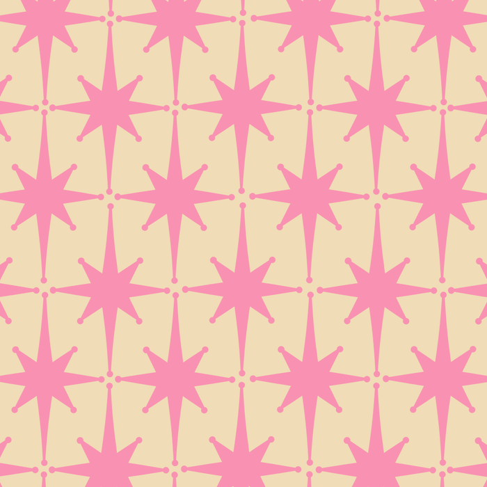 Midcentury Modern Atomic Age Starburst Star Pattern Pink and Cream Coffee Mug Gallery Image 2