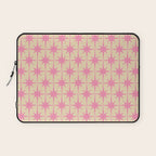  Midcentury Modern Atomic Age Starburst Star Pattern Pink and Cream Laptop Sleeve Gallery Image 1