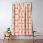  Midcentury Modern Atomic Age Starburst Star Pattern Pink and Cream Window Curtain Gallery Image 5