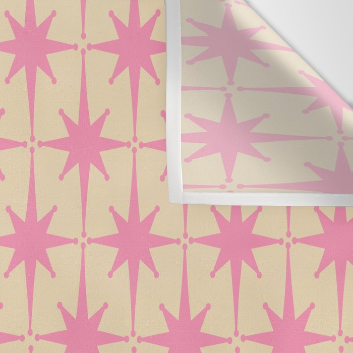  Midcentury Modern Atomic Age Starburst Star Pattern Pink and Cream Wall Tapestry Gallery Image 3