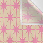  Midcentury Modern Atomic Age Starburst Star Pattern Pink and Cream Wall Tapestry Gallery Image 3