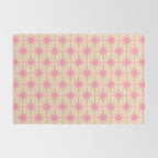  Midcentury Modern Atomic Age Starburst Star Pattern Pink and Cream Rug Gallery Image 2