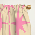  Midcentury Modern Atomic Age Starburst Star Pattern Pink and Cream Window Curtain Gallery Image 2