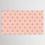  Midcentury Modern Atomic Age Starburst Star Pattern Pink and Cream Tablecloth Gallery Image 2