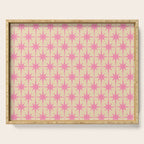  Midcentury Modern Atomic Age Starburst Star Pattern Pink and Cream Serving Tray Gallery Image 1