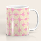  Midcentury Modern Atomic Age Starburst Star Pattern Pink and Cream Coffee Mug Gallery Image 1