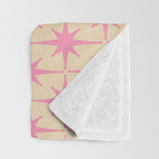  Midcentury Modern Atomic Age Starburst Star Pattern Pink and Cream Throw Blanket Gallery Image 3