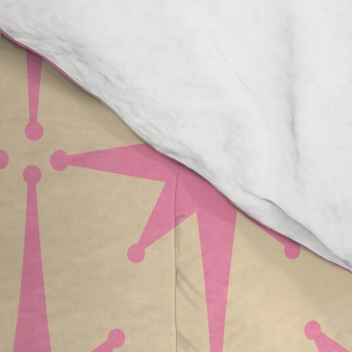  Midcentury Modern Atomic Age Starburst Star Pattern Pink and Cream Comforter Gallery Image 4