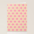  Midcentury Modern Atomic Age Starburst Star Pattern Pink and Cream Stationery Card Gallery Image 2