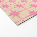  Midcentury Modern Atomic Age Starburst Star Pattern Pink and Cream Welcome Mat Gallery Image 2