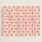  Midcentury Modern Atomic Age Starburst Star Pattern Pink and Cream Jigsaw Puzzle Gallery Image 1