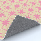  Midcentury Modern Atomic Age Starburst Star Pattern Pink and Cream Rug Gallery Image 4