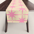  Midcentury Modern Atomic Age Starburst Star Pattern Pink and Cream Table Runner Gallery Image 1