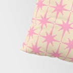  Midcentury Modern Atomic Age Starburst Star Pattern Pink and Cream Pillow Sham Gallery Image 4