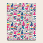 I gnome you // grey background little happy and lovely gnomes with rainbows fuchsia pink hearts Notebook Gallery Image 4