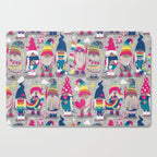 I gnome you // grey background little happy and lovely gnomes with rainbows fuchsia pink hearts Cutting Board Gallery Image 1