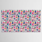 I gnome you // grey background little happy and lovely gnomes with rainbows fuchsia pink hearts Tablecloth Gallery Image 2