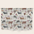 Boho Floral Cow Print with Purple flowers on Cream Wall Hanging Gallery Image 1