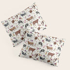 Boho Floral Cow Print with Purple flowers on Cream Pillow Sham Gallery Image 3