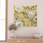 Modern, Floral Prints, Yellow and Gray Wall Tapestry Gallery Image 2