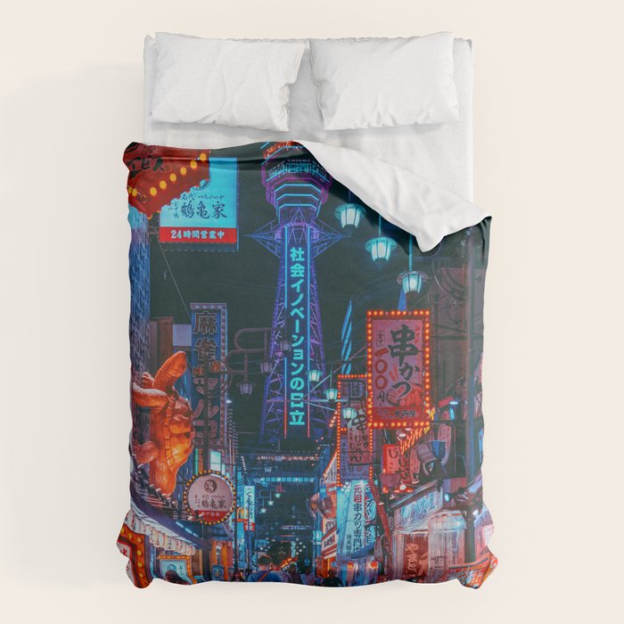 Osaka City Anime Scenes  Duvet Cover Gallery Image 1