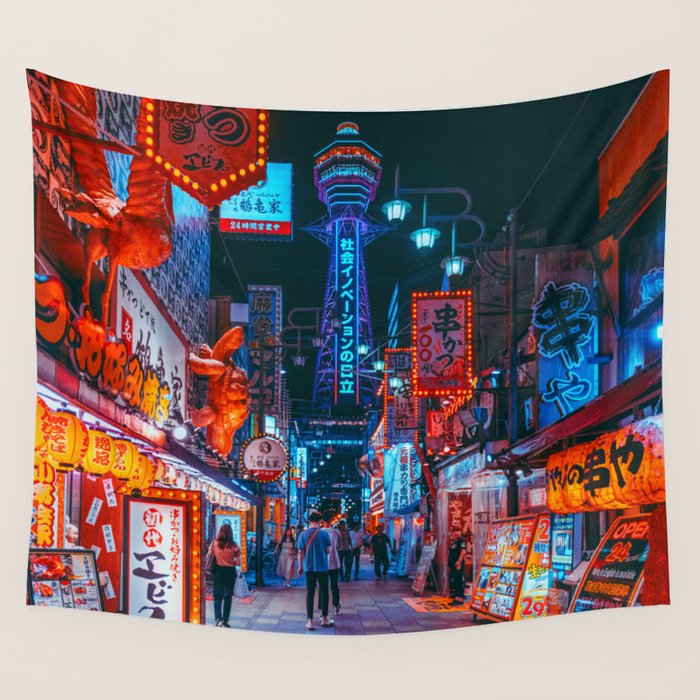 Osaka City Anime Scenes  Wall Tapestry