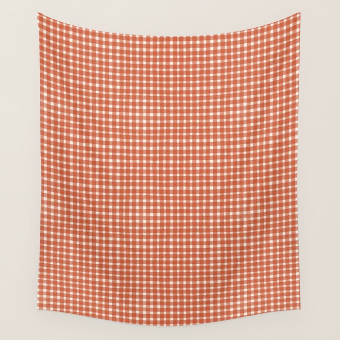 Red White Gingham Check Wall Tapestry Gallery Image 4