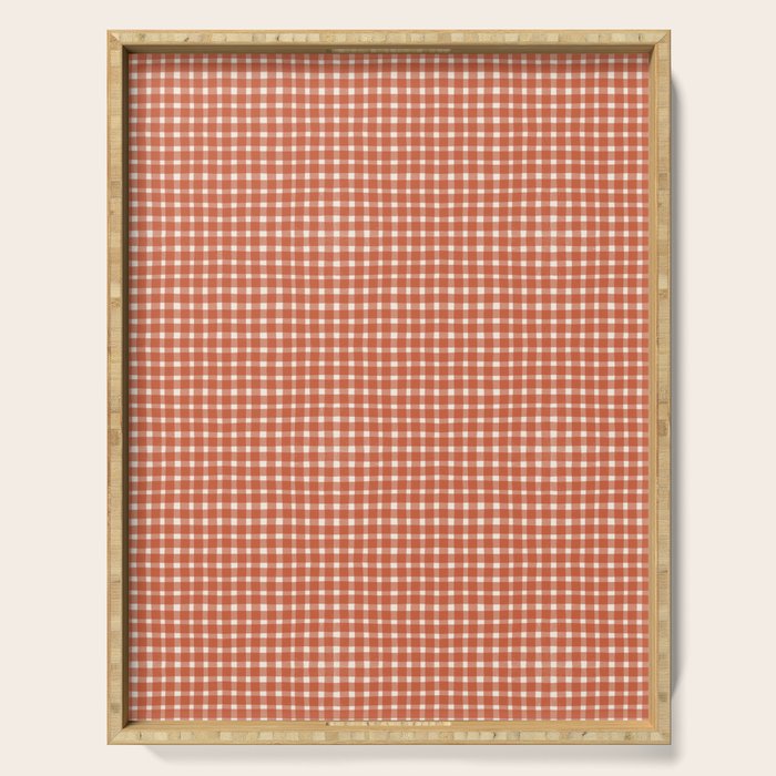 Red White Gingham Check Serving Tray Gallery Image 1