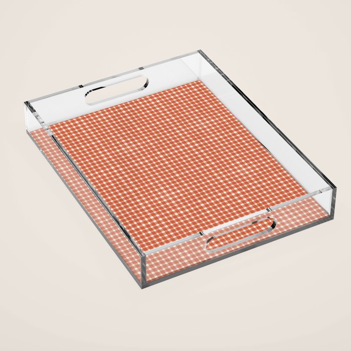 Red White Gingham Check Acrylic Tray Gallery Image 1