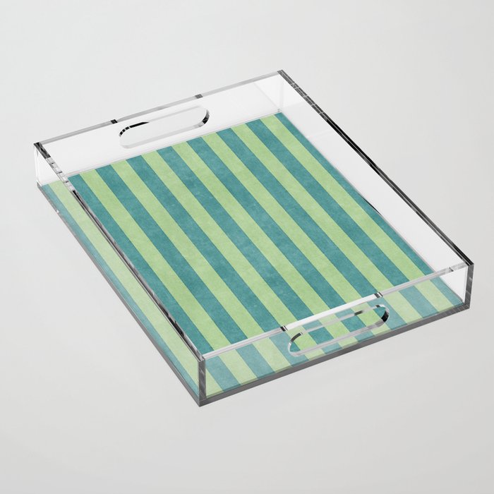 STRIPES - 005 - teal and green Acrylic Tray Gallery Image 1