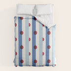 Handcrafted Blue Stripes and Red Dots Pattern Duvet Cover Gallery Image 6