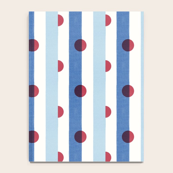 Handcrafted Blue Stripes and Red Dots Pattern Notebook Gallery Image 4